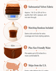 Velvet infinity bridesmaid dress selling points including fabric weight matching bandeau plus size waist and U.S. shipping