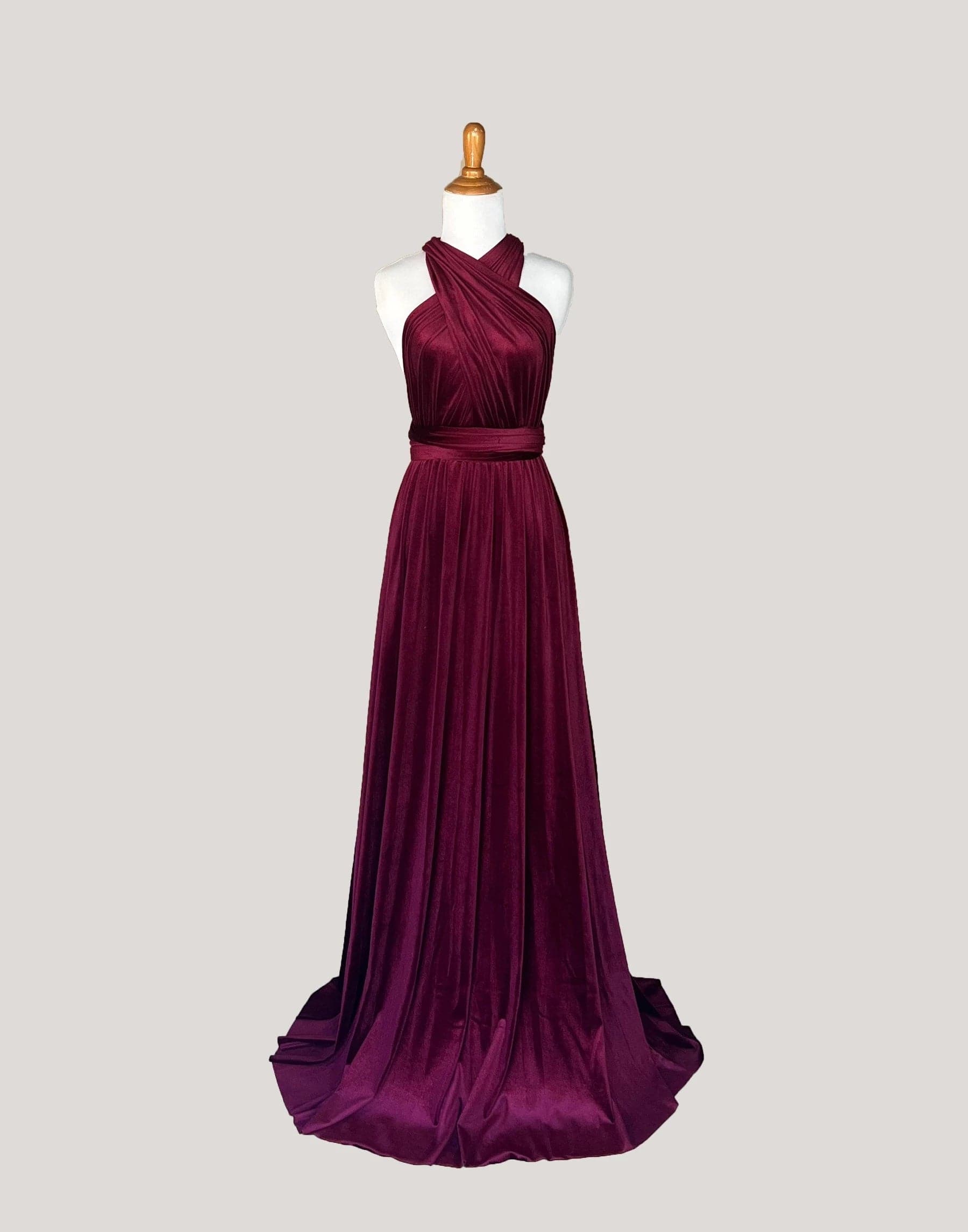 velvet bridesmaid dresses burgundy Taisia Sweet A-Line Square Short Sleeves Floor Length Velvet Bridesmaid Dresses, Burgundy main image 0