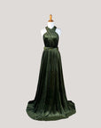 Olive green velvet infinity bridesmaid dress