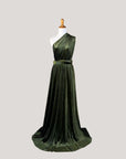 Olive green convertible velvet wrap dress