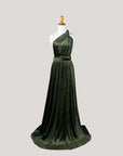 Olive green velvet bridesmaid dress styling example