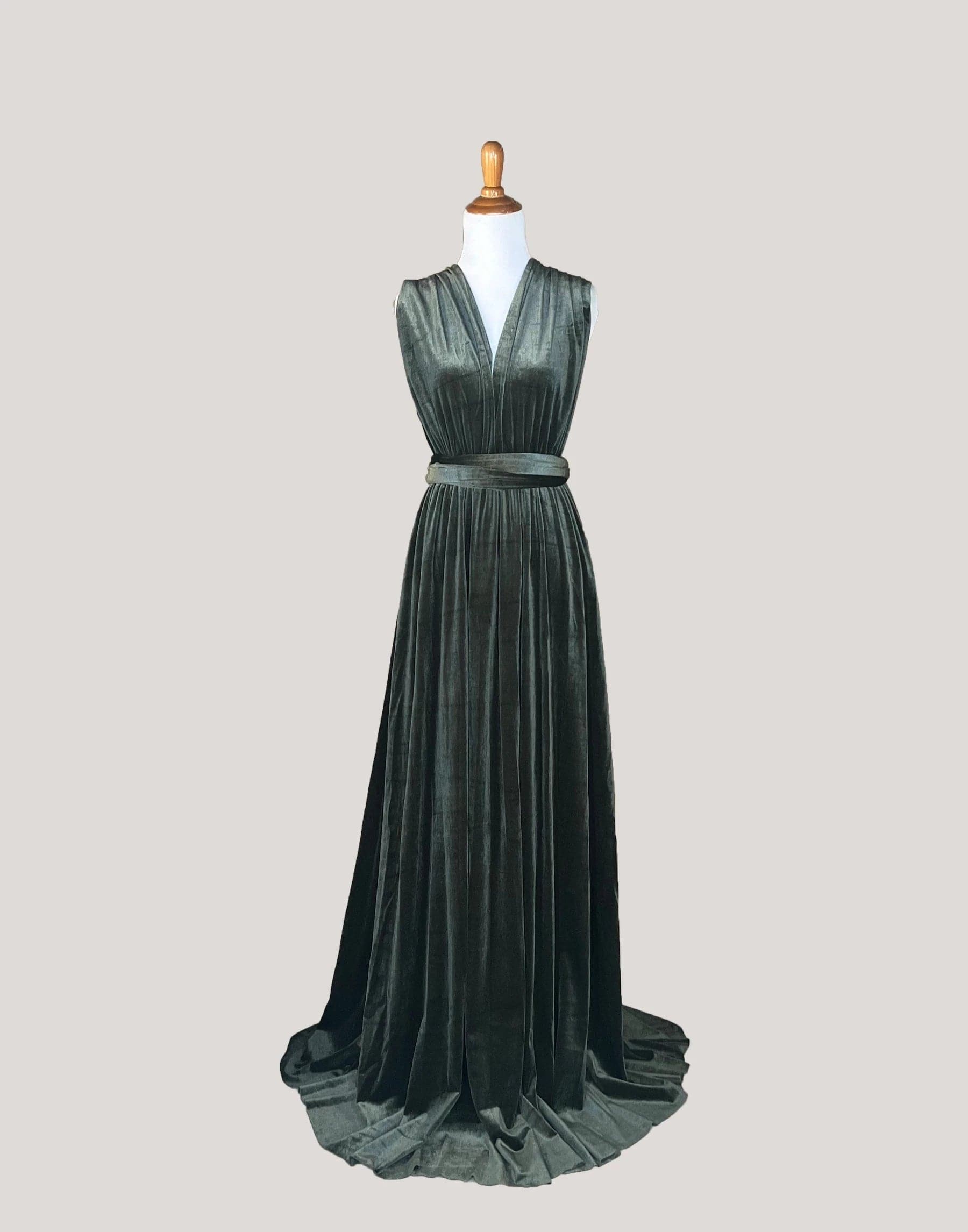 Vintage Olive Velvet Infinity Bridesmaid Dress/Customization Size Plus ( Size 16-26) Vintage Olive Velvet Infinity Bridesmaid Dress/Customization Size Plus ( Size 16-26)