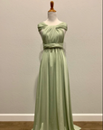 Light pea green infinity bridesmaid dress convertible wrap style