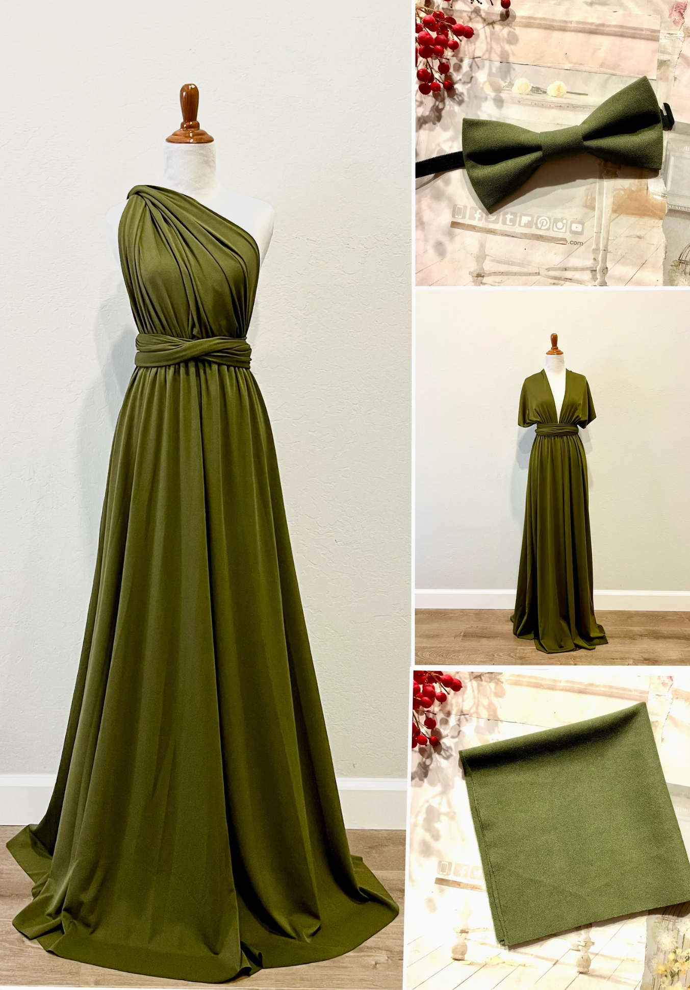 Olive green multiway sales dress