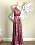 Dark Mauve Crushed Velvet Infinity Dress/ Wrap Convertible Bridesmaid Dress,J23-29 - ScholleDress