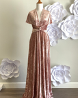 Dusty Rose Crushed Velvet Infinity Dress/ Wrap Convertible Bridesmaid Dress,J23-9 - ScholleDress