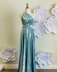 Ice Blue Crushed Velvet Infinity Dress/ Wrap Convertible Bridesmaid Dress,J23-15 - ScholleDress