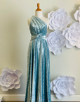 Ice Blue Crushed Velvet Infinity Dress/ Wrap Convertible Bridesmaid Dress,J23-15 - ScholleDress