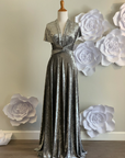 Grey Crushed Velvet Infinity Dress/ Wrap Convertible Bridesmaid Dress,J23-21 - ScholleDress