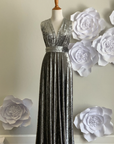 Grey Crushed Velvet Infinity Dress/ Wrap Convertible Bridesmaid Dress,J23-21 - ScholleDress