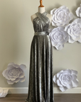 Grey Crushed Velvet Infinity Dress/ Wrap Convertible Bridesmaid Dress,J23-21 - ScholleDress