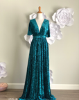 Teal Crushed Velvet Infinity Dress/ Wrap Convertible Bridesmaid Dress,J23-8 - ScholleDress