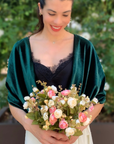 Velvet Wrap Shawl, Circle Scarf, Shrug, Bridesmaids gift Wedding, mother of bride , 35+ colors with 3 Style - ScholleDress