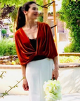 Velvet Wrap Shawl, Circle Scarf, Shrug, Bridesmaids gift Wedding, mother of bride , 35+ colors with 3 Style - ScholleDress