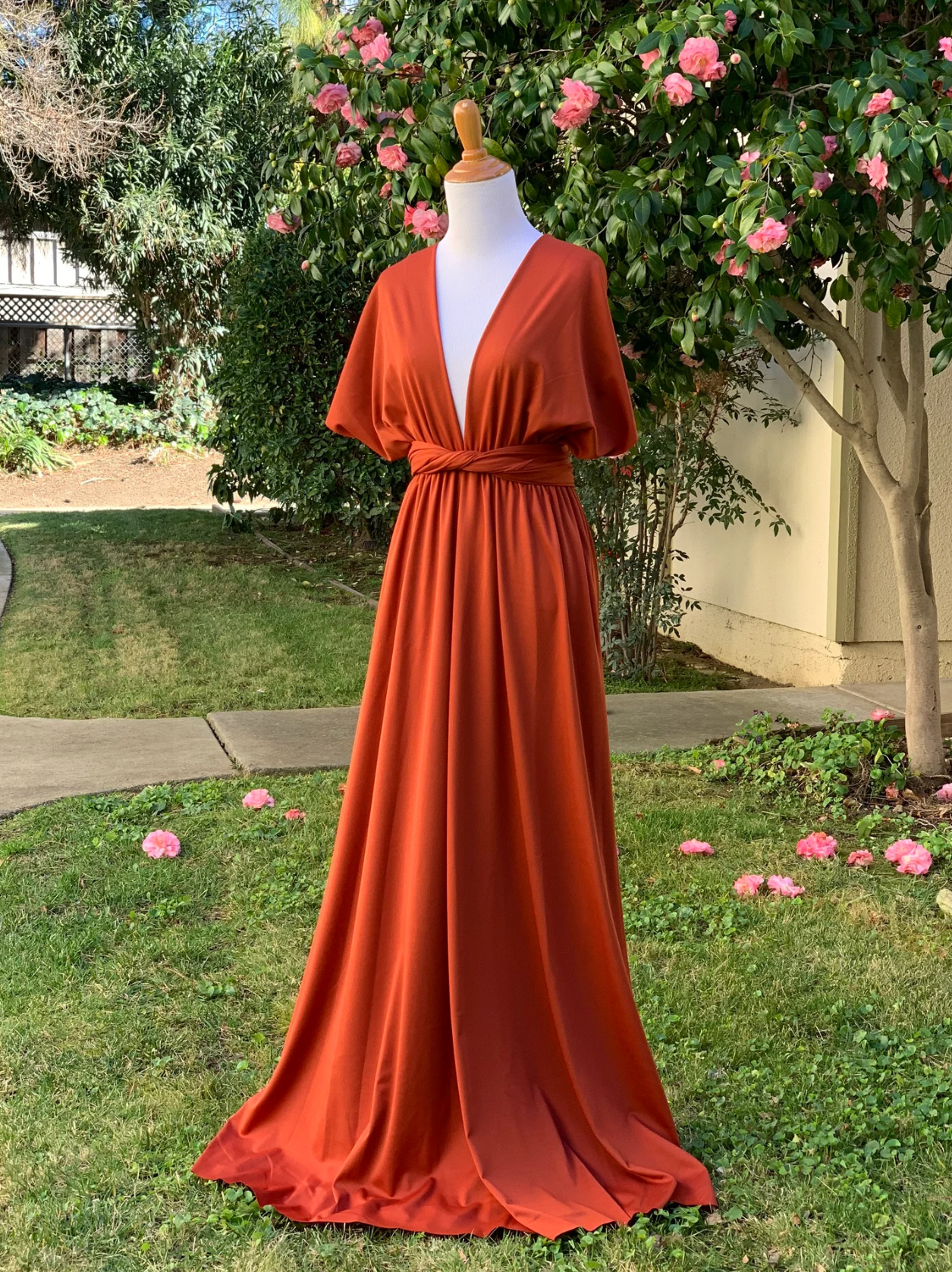 Rust Burnt Orange Infinity Bridesmaid Dresses Customization Size Midi 37 Inches Plus 16 26