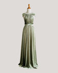 Sage green convertible velvet wrap dress
