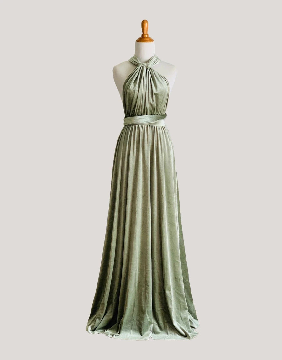 Sage Velvet Infinity Dress/ Sage Bridesmaid Dress