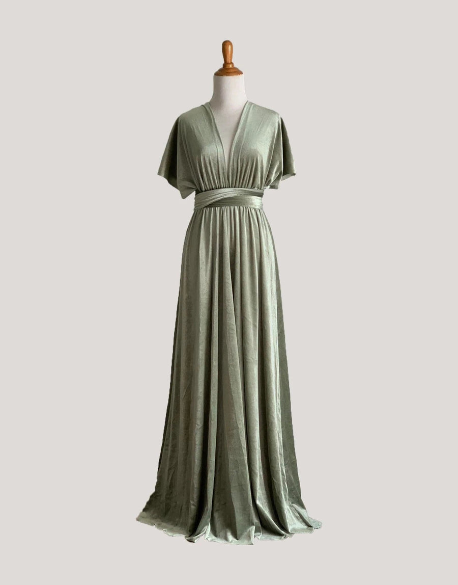 Sage Velvet Infinity Dress/ Sage Bridesmaid Dress