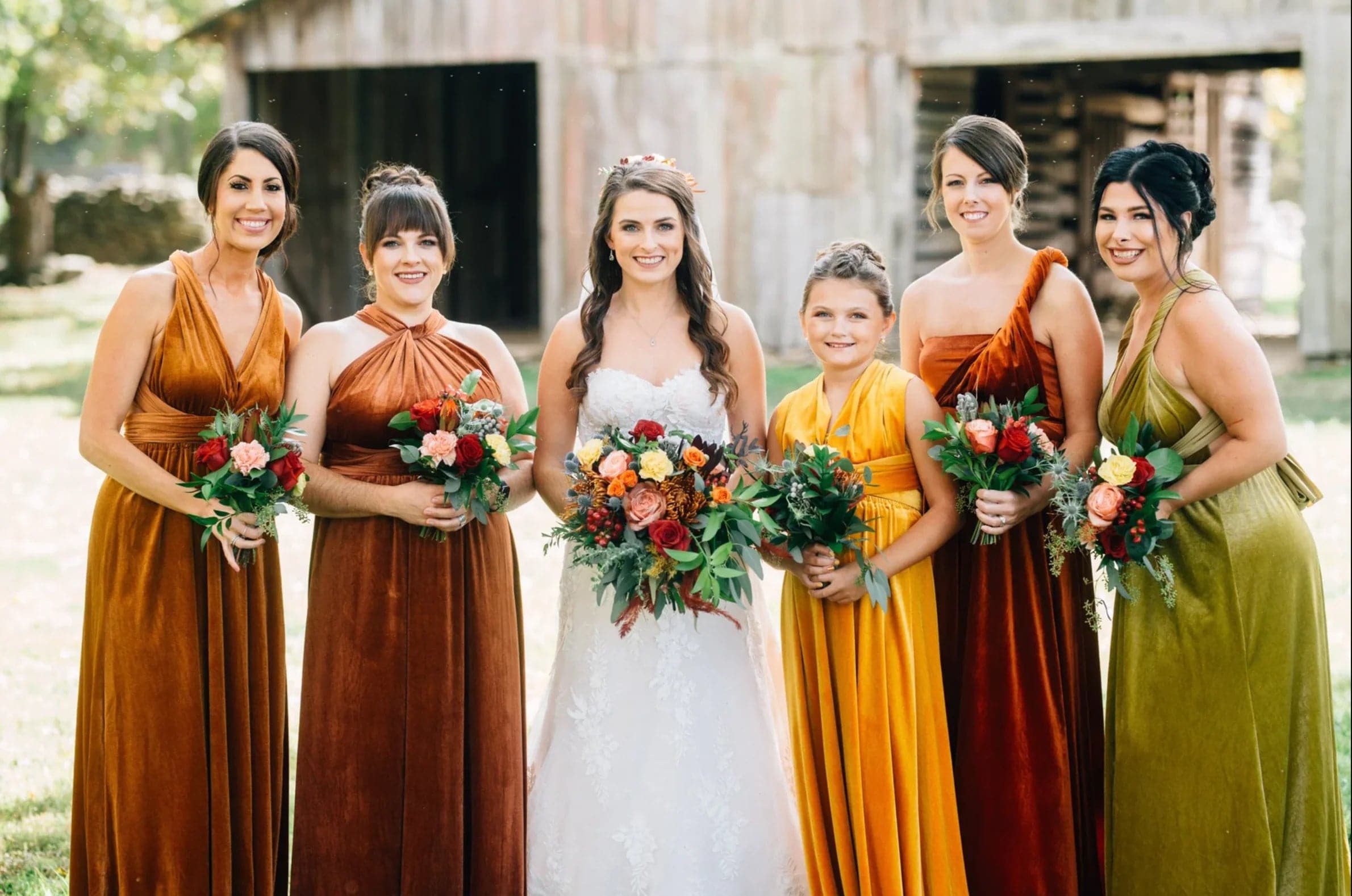 Copper velvet bridesmaid dresses clearance
