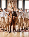 Velvet groomsmen bow tie in matching wedding colors