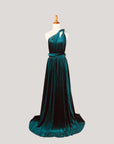 Emerald green convertible velvet wrap dress