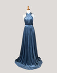 Blue Grey Velvet Infinity Dress/ Wrap Convertible Bridesmaid Dress