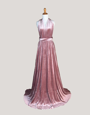 Dusty Rose  Velvet Infinity Dress/ Wrap Convertible Bridesmaid Dress