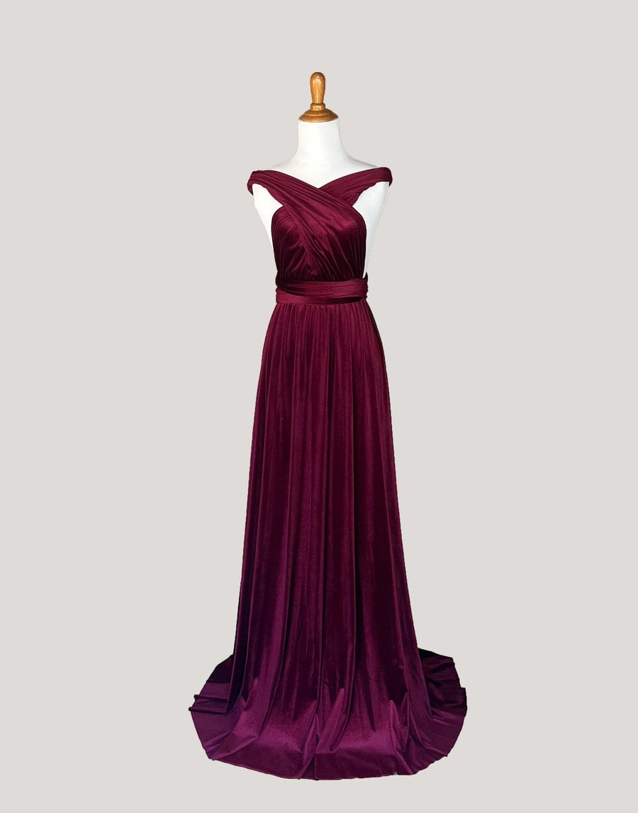 Wine Velvet Infinity Dress/ Wrap Convertible Bridesmaid Dress