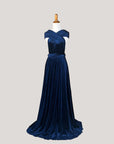 Navy velvet bridesmaid dress styling example