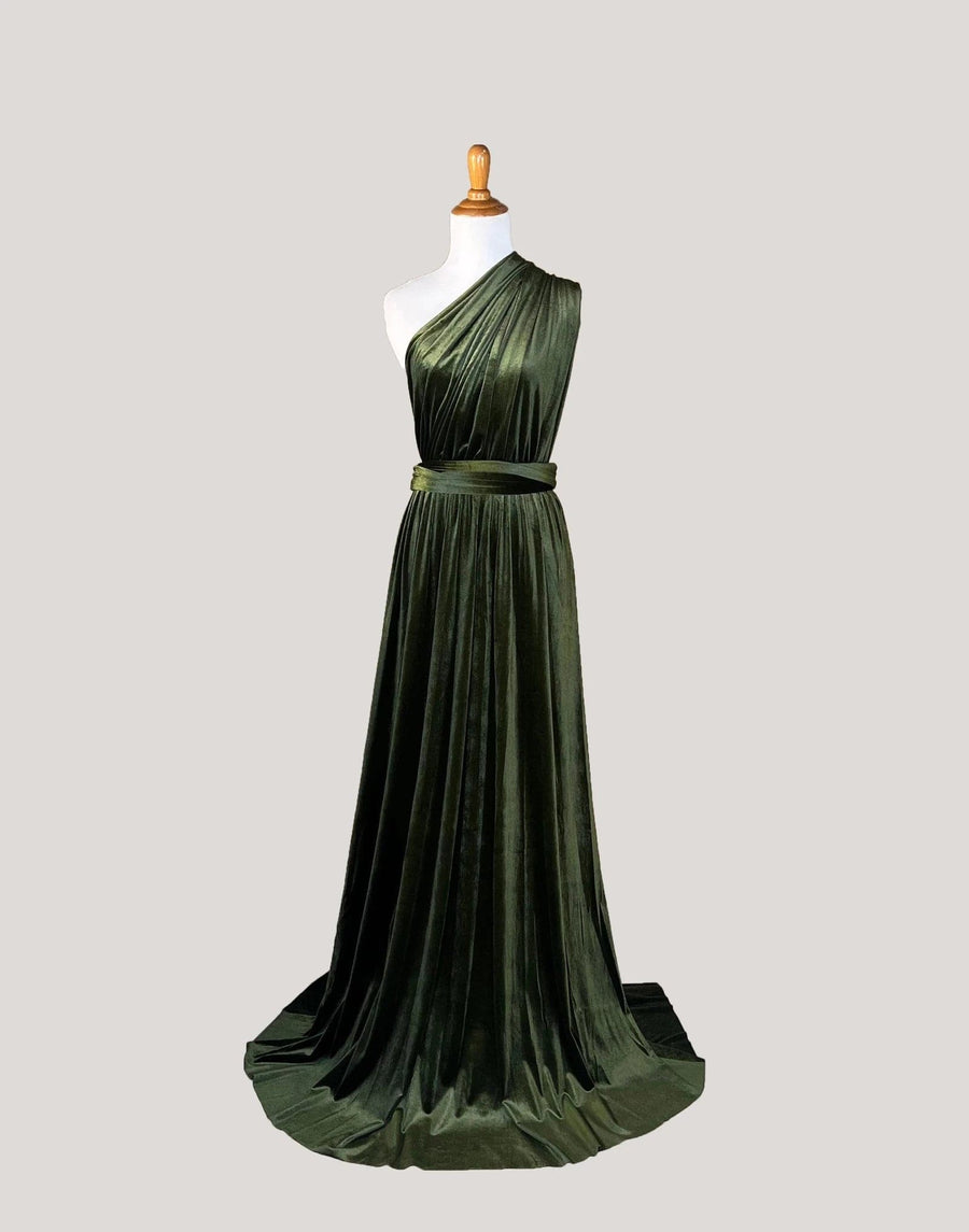 Olive Green Velvet Infinity Dress/ Wrap Convertible Bridesmaid Dress