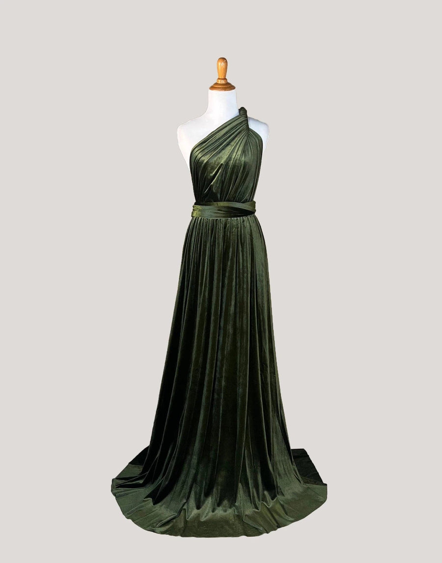 Olive Green Velvet Infinity Dress/ Wrap Convertible Bridesmaid Dress