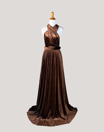 Brown Velvet Infinity Dress/ Wrap Convertible Bridesmaid Dress