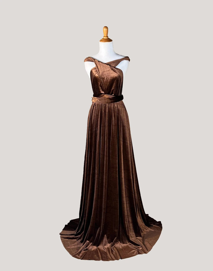 Brown Velvet Infinity Dress/ Wrap Convertible Bridesmaid Dress