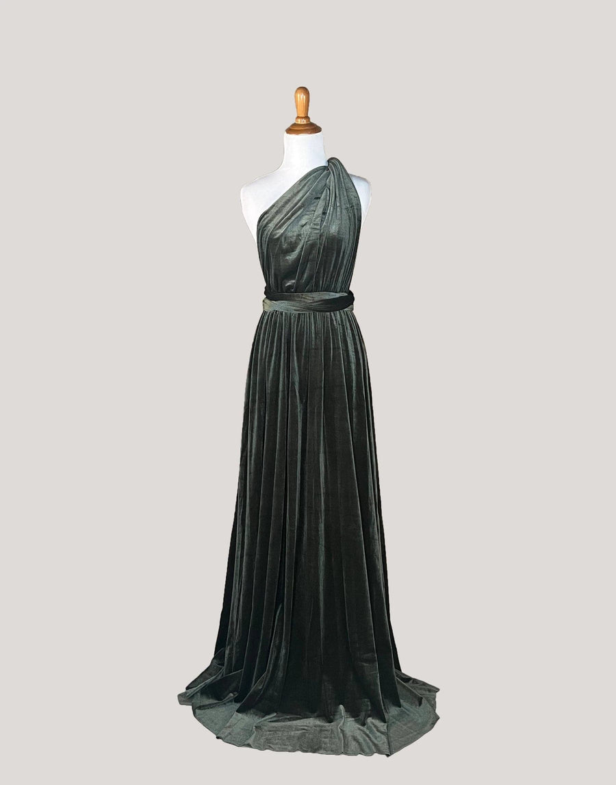 Vintage Olive Velvet Infinity Dress/ Wrap Convertible Bridesmaid Dress