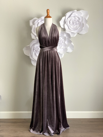 Light Brown Velvet Infinity Dress/ Wrap Convertible Bridesmaid Dress