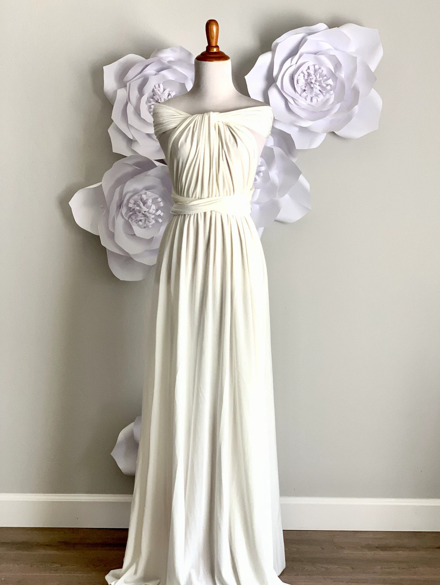 Off White Velvet Infinity Dress/ Wrap Convertible Bridesmaid Dress