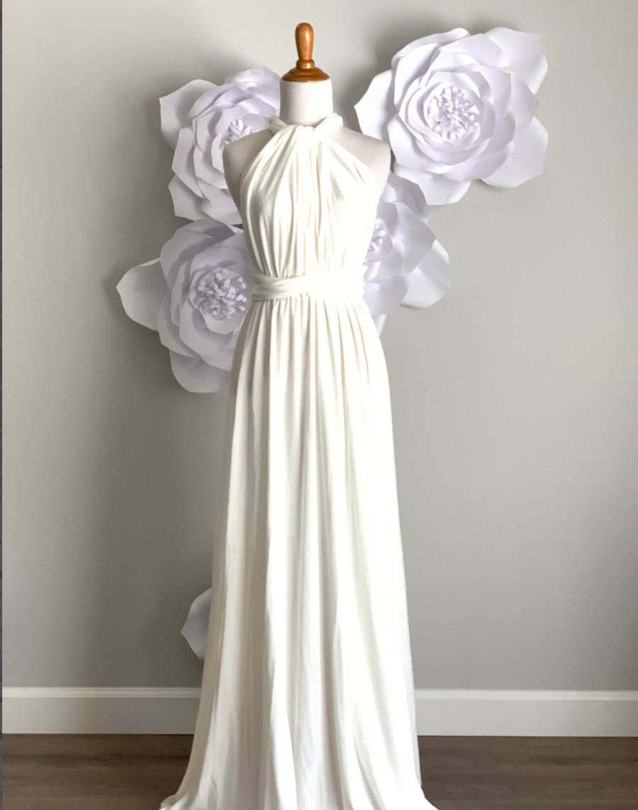 Off White Velvet Infinity Dress/ Wrap Convertible Bridesmaid Dress