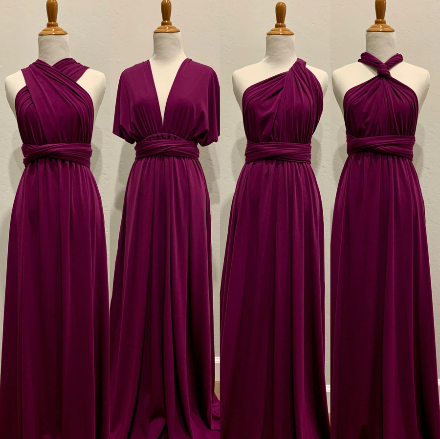 Purplish Red Infinity Dress/ Wrap Convertible Bridesmaid Dress