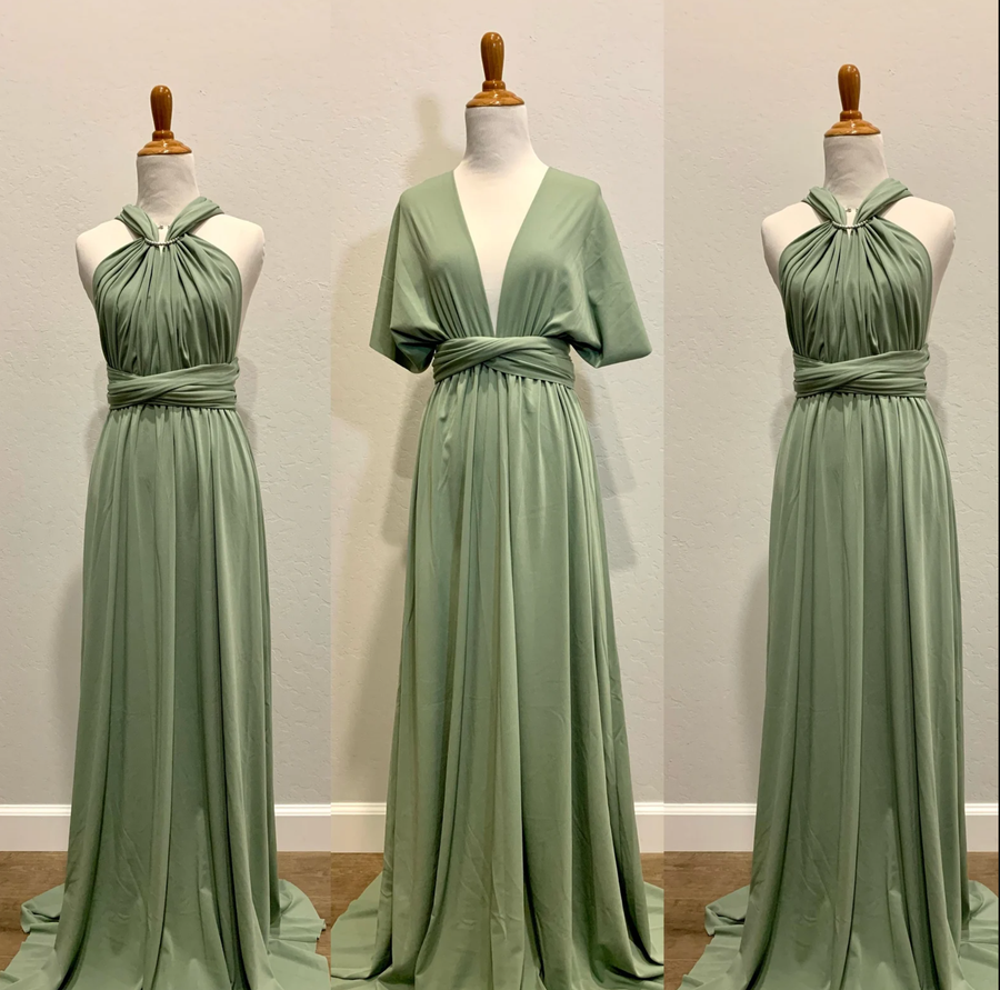 emerald green cowl neck slip dress Silk Long – in L 116-40off main image 1