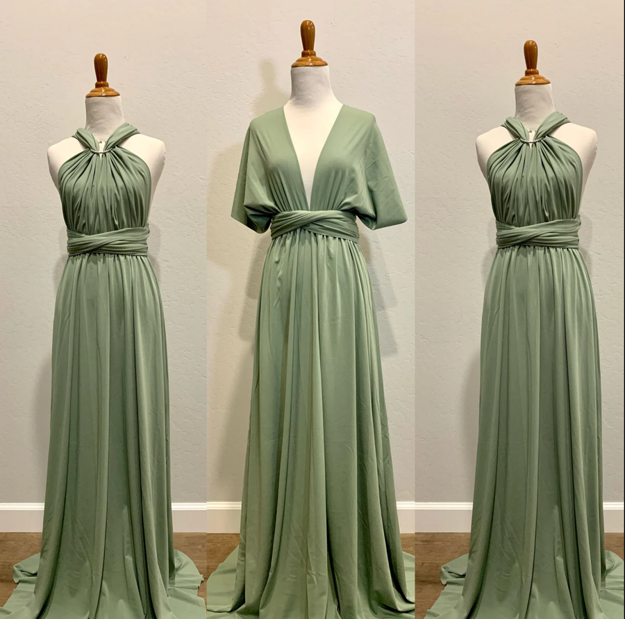Pea green Infinity Dress/ Wrap Convertible Bridesmaid Dress