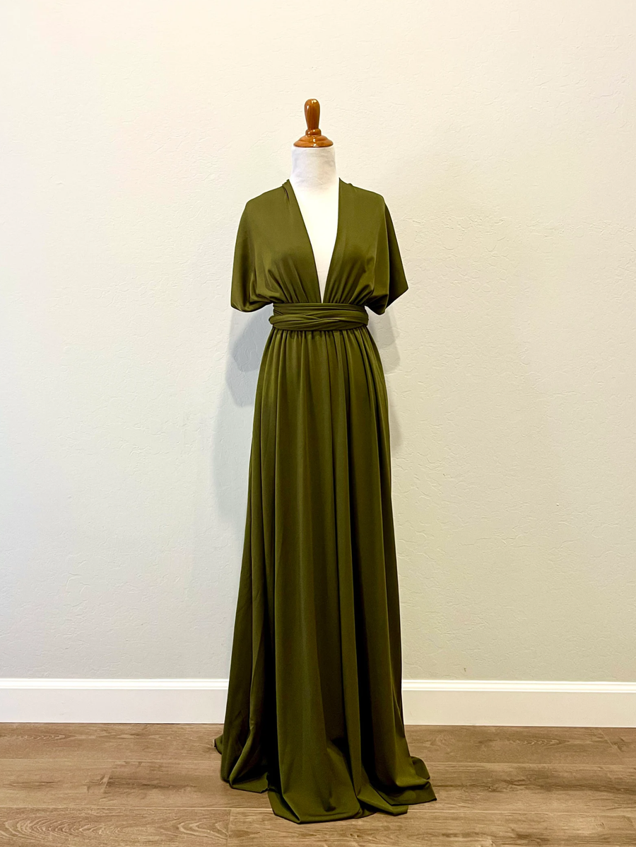 Olive Green Infinity Dress/ Wrap Convertible Bridesmaid Dress