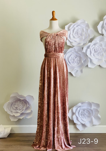 Dusty Rose Crushed  Velvet Infinity Dress/ Wrap Convertible Bridesmaid Dress,J23-9 - ScholleDress