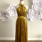 Gold Crushed Velvet Infinity Dress/ Wrap Convertible Bridesmaid Dress,J23-37 - ScholleDress