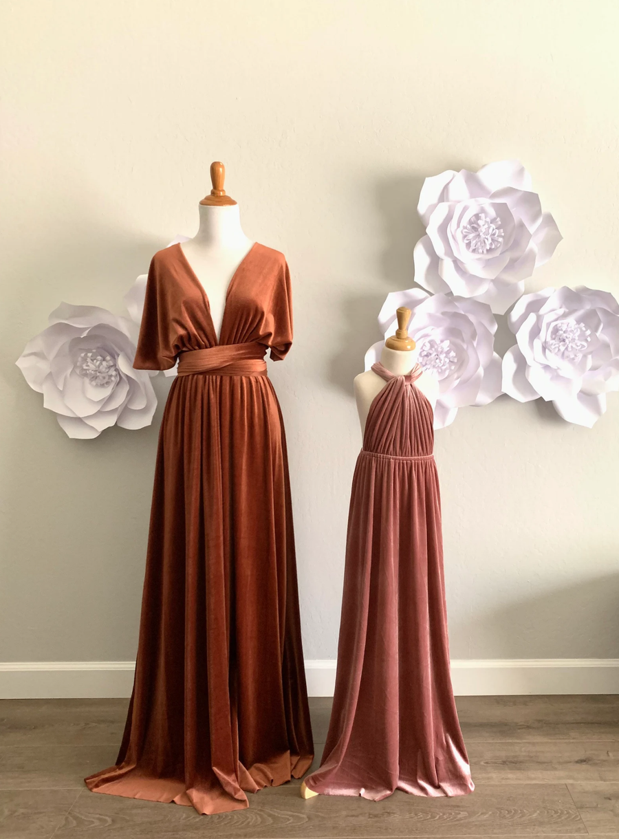 Flower Girl Velvet Infinity Dress /Junior Bridesmaid Dress