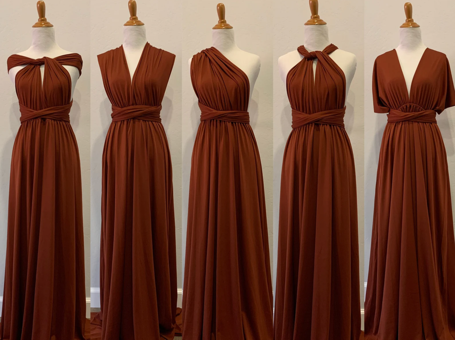 Burnt Orange Infinity Dress/ Wrap Convertible Bridesmaid Dress- H102 - ScholleDress