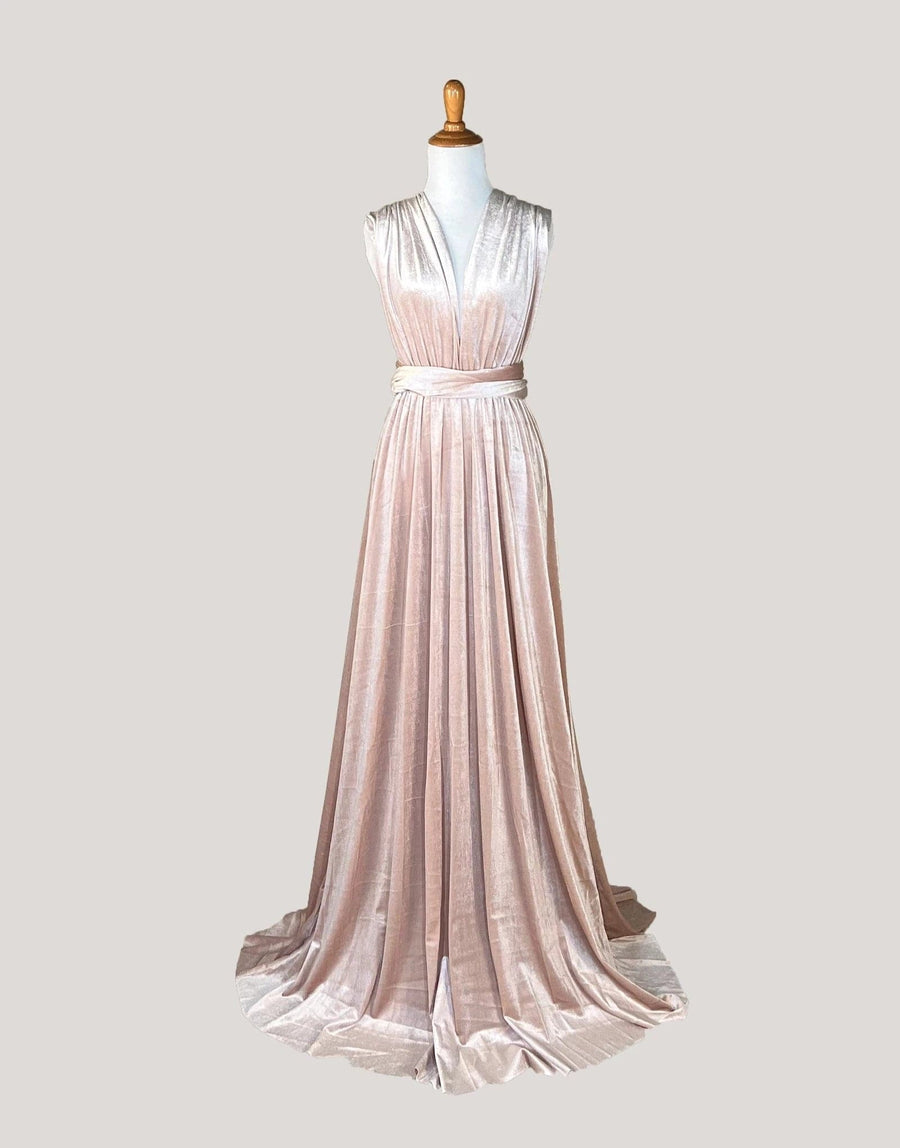 Pink Champagne Velvet Infinity Dress/ Wrap Convertible Bridesmaid Dress