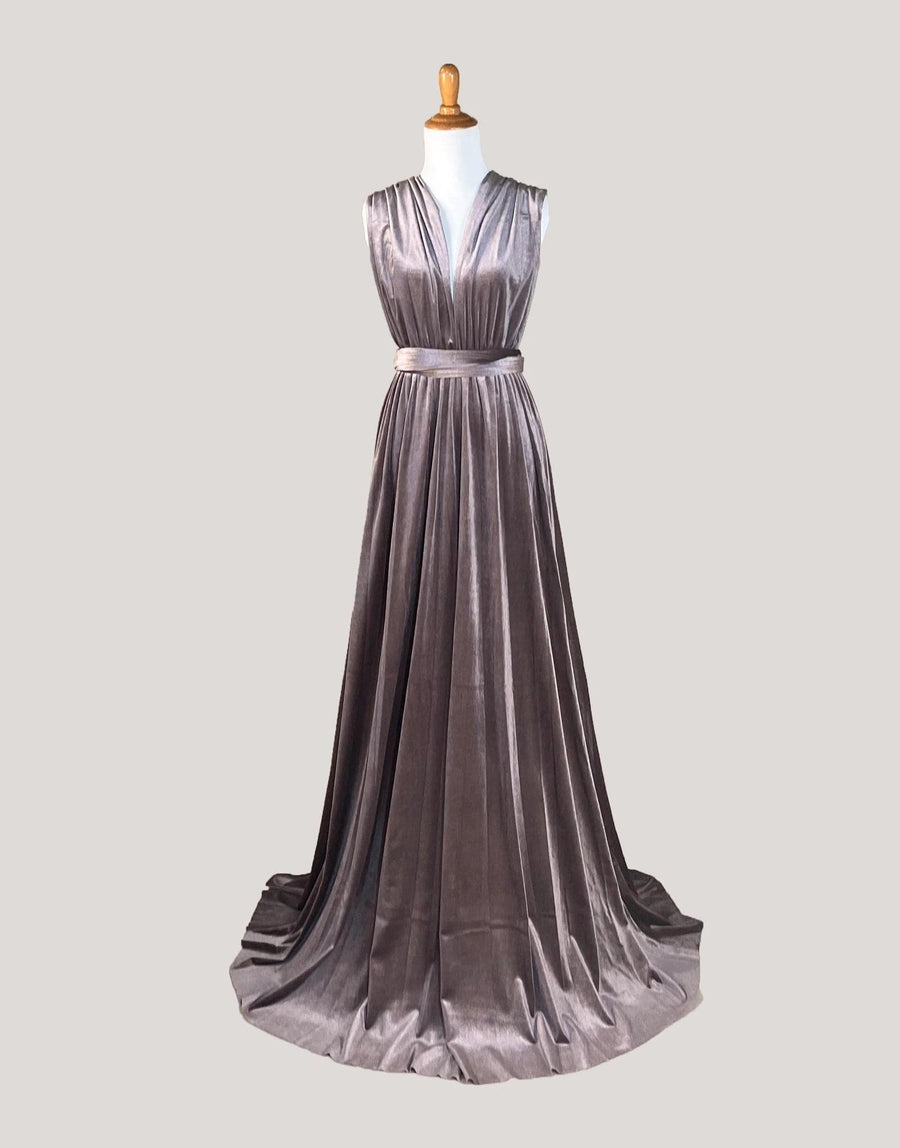 Lilac Grey Velvet Infinity Dress/ Wrap Convertible Bridesmaid Dress