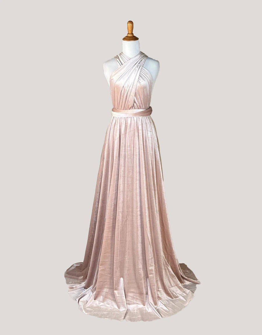 Pink Champagne Velvet Infinity Dress/ Wrap Convertible Bridesmaid Dress