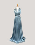 Dusty blue velvet infinity bridesmaid dress