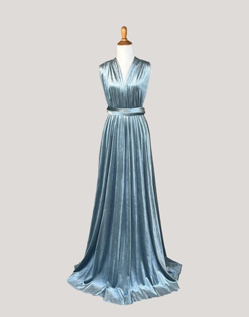 Dusty Blue Velvet Infinity Dress/ Wrap Convertible Bridesmaid Dress